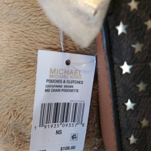 Michael Kors mini brown with gold stars and chain/strap bag. New with tags. - Picture 5 of 8